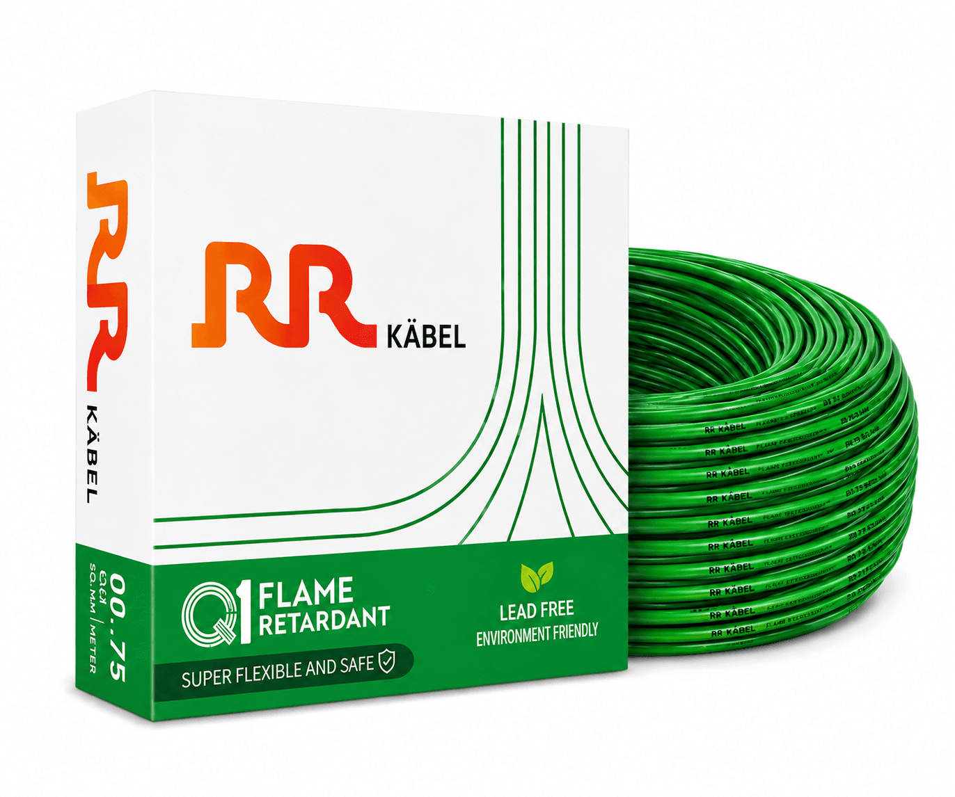 RR Kabel | Q1 Flame Retardant Cable | 0.75 Sq mm | Super Flexible Single Core | Current Rating: 9A Casing, 8A Concealed | 90m Coil | Pack of 1