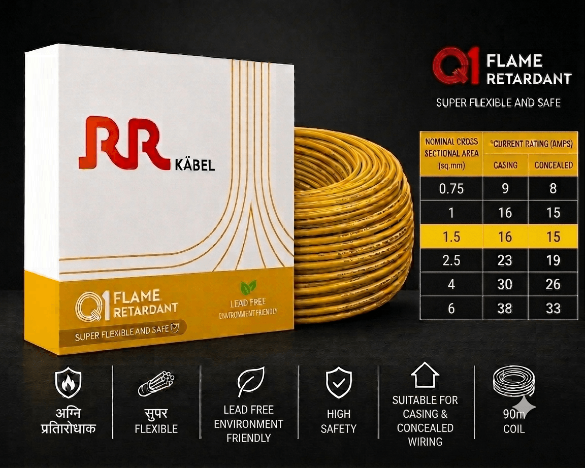 RR Kabel FR PVC Insulated Single Core Flexible Electrical Wire, 90 m, Pack of 1 image 20