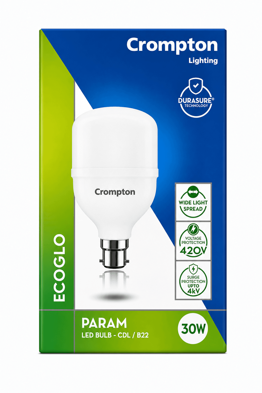 Crompton EcoGlo Param LED Bulb | B22 Base | Wide Light Spread | PACK 1 image 6