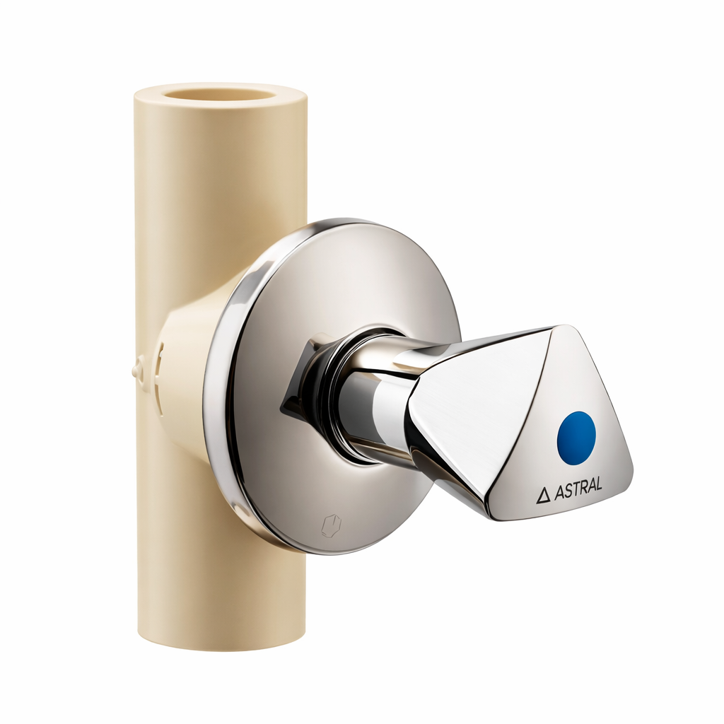 Astral CPVC Plumbing Pipe Concealed Valve | Chrome Plated | Triangle | High Pressure | Hot & Cold Water | Pack of 1
