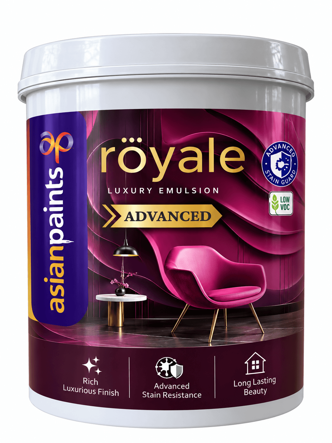 Asian Paints Royale Advanced Luxury Emulsion | Interior Wall Paint | Rich Luxurious Finish | Advanced Stain Resistance | Pack of 1