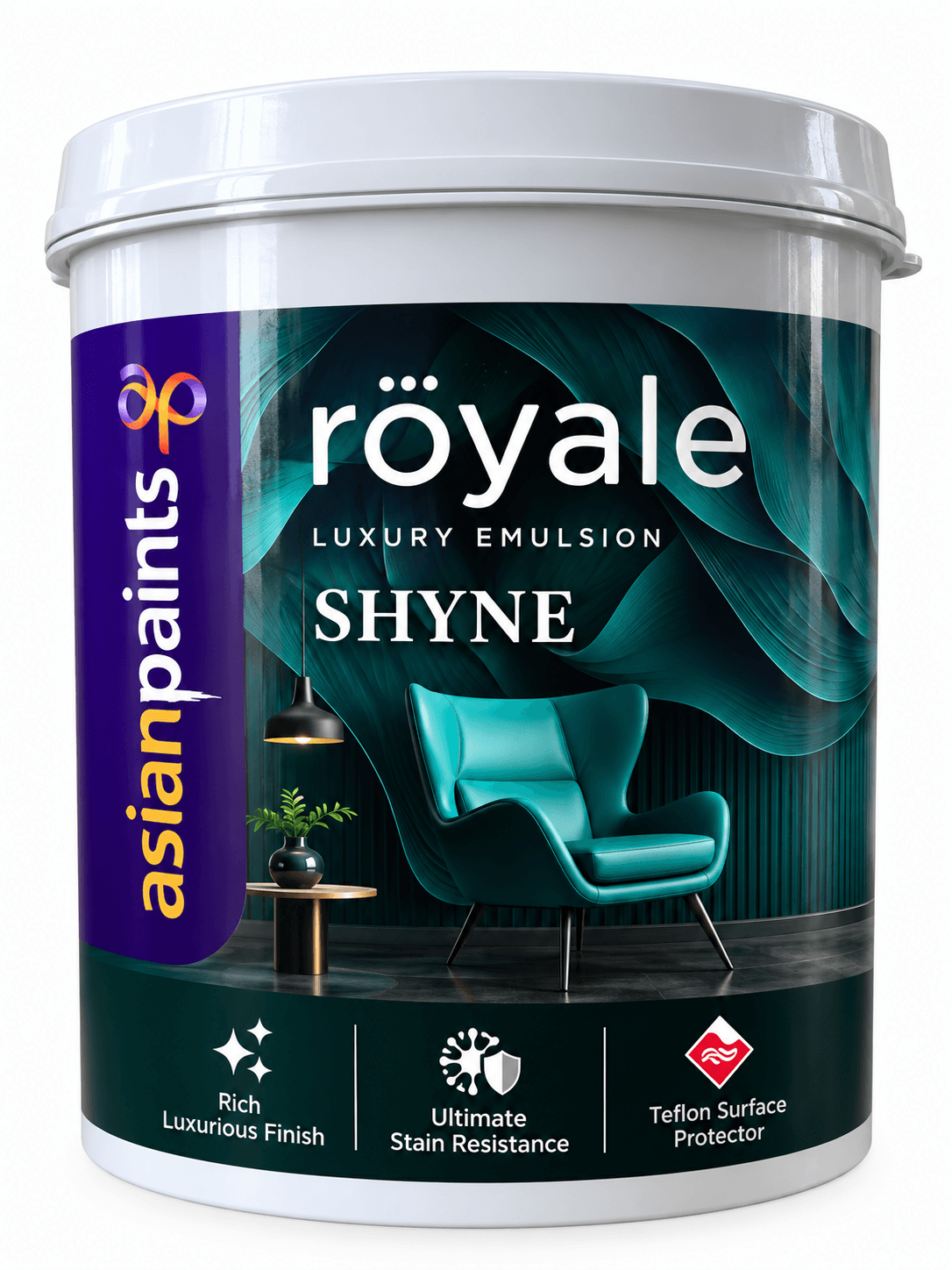 Asian Paints Royale Shyne Luxury Emulsion | High-Sheen Interior Wall Paint | Teflon Surface Protector | Stain Resistant