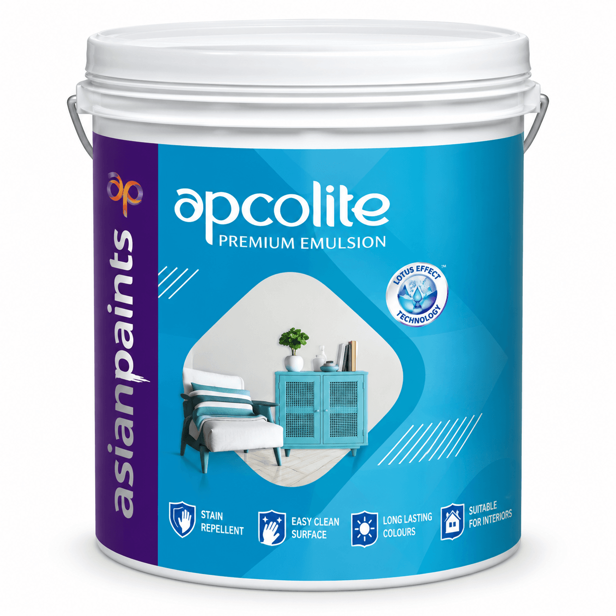 Asian Paints Apcolite Premium Emulsion | Interior Wall Paint | Lotus Effect Technology | Stain Repellent | Easy Clean Surface