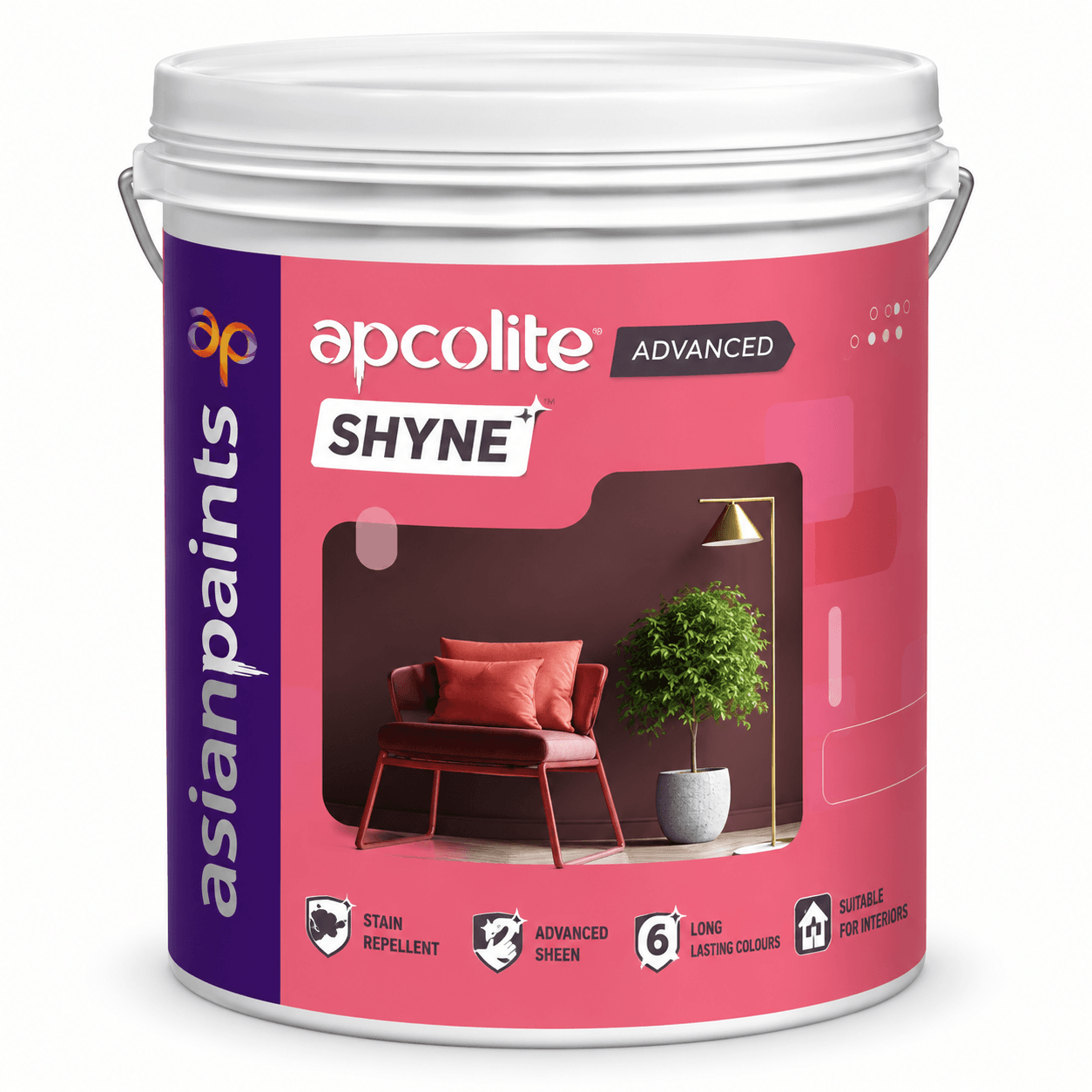 Asian Paints Apcolite Advanced Shyne Premium Emulsion | Advanced Sheen Interior Wall Paint | Stain Repellent | Long Lasting Colours