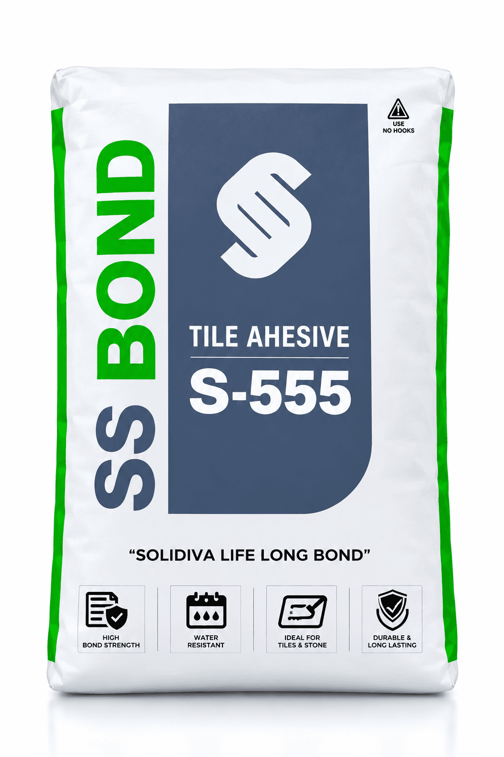 SS BOND S-555 Tile Adhesive | Ceramic, Porcelain & Glazed Tile Fixing | Internal & External Walls & Floors | 20 KG | Pack of 1