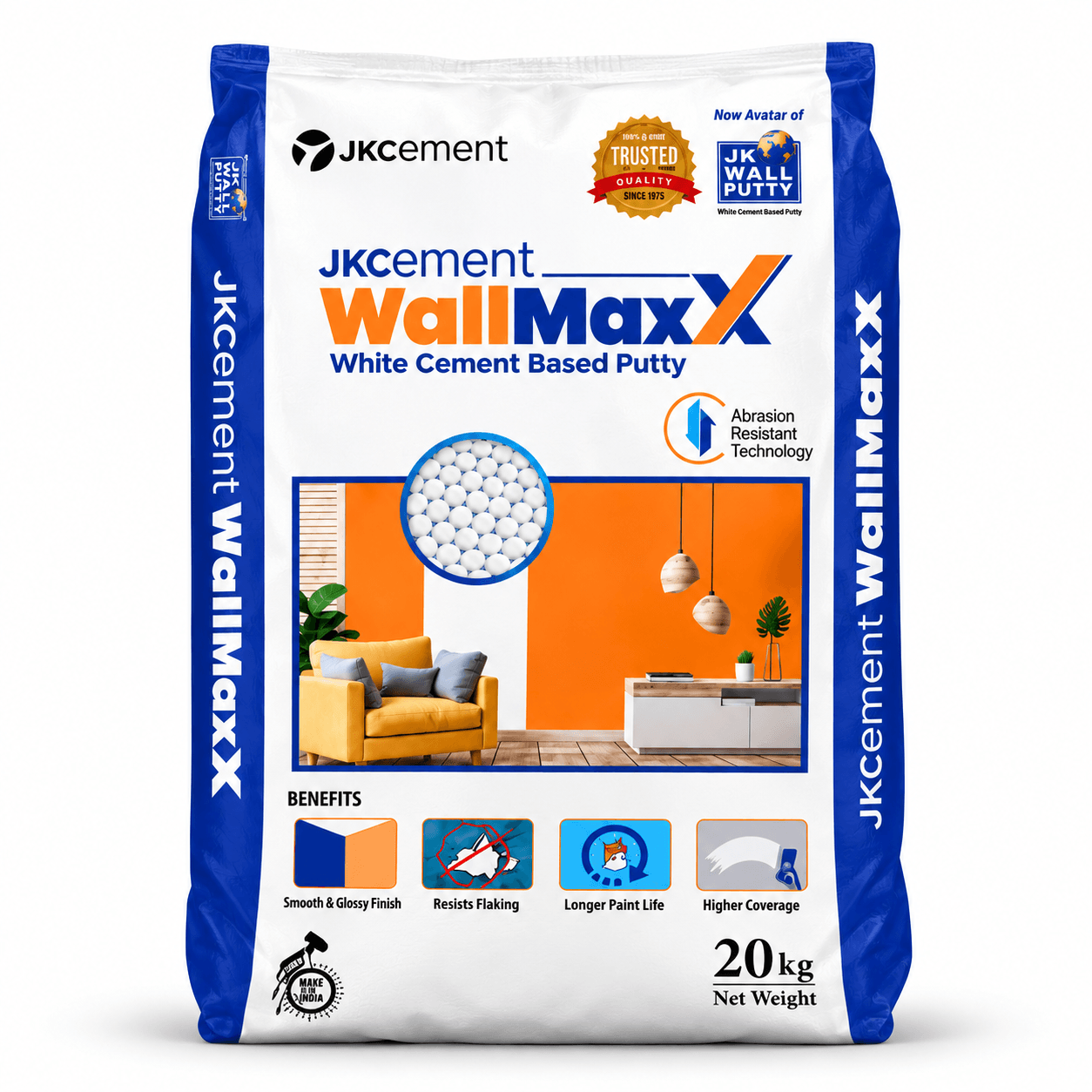 JK Cement WallMaxX White Cement Based Wall Putty | Smooth Wall Finish | Pack of 1 image 2